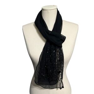 Binny Accessories Black Sheer Beaded Scarf